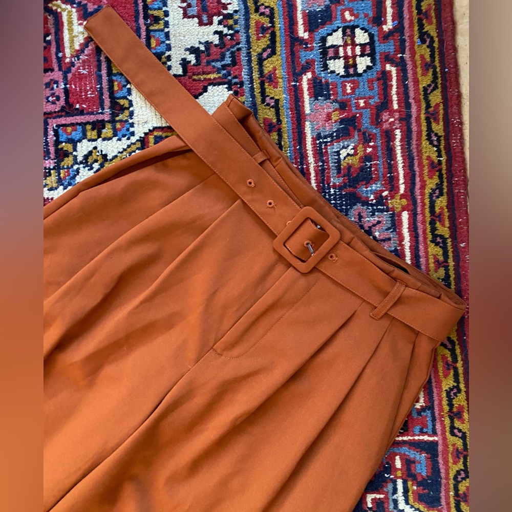 SOLD | Dark Orange Wide Leg, High-Waist Trousers